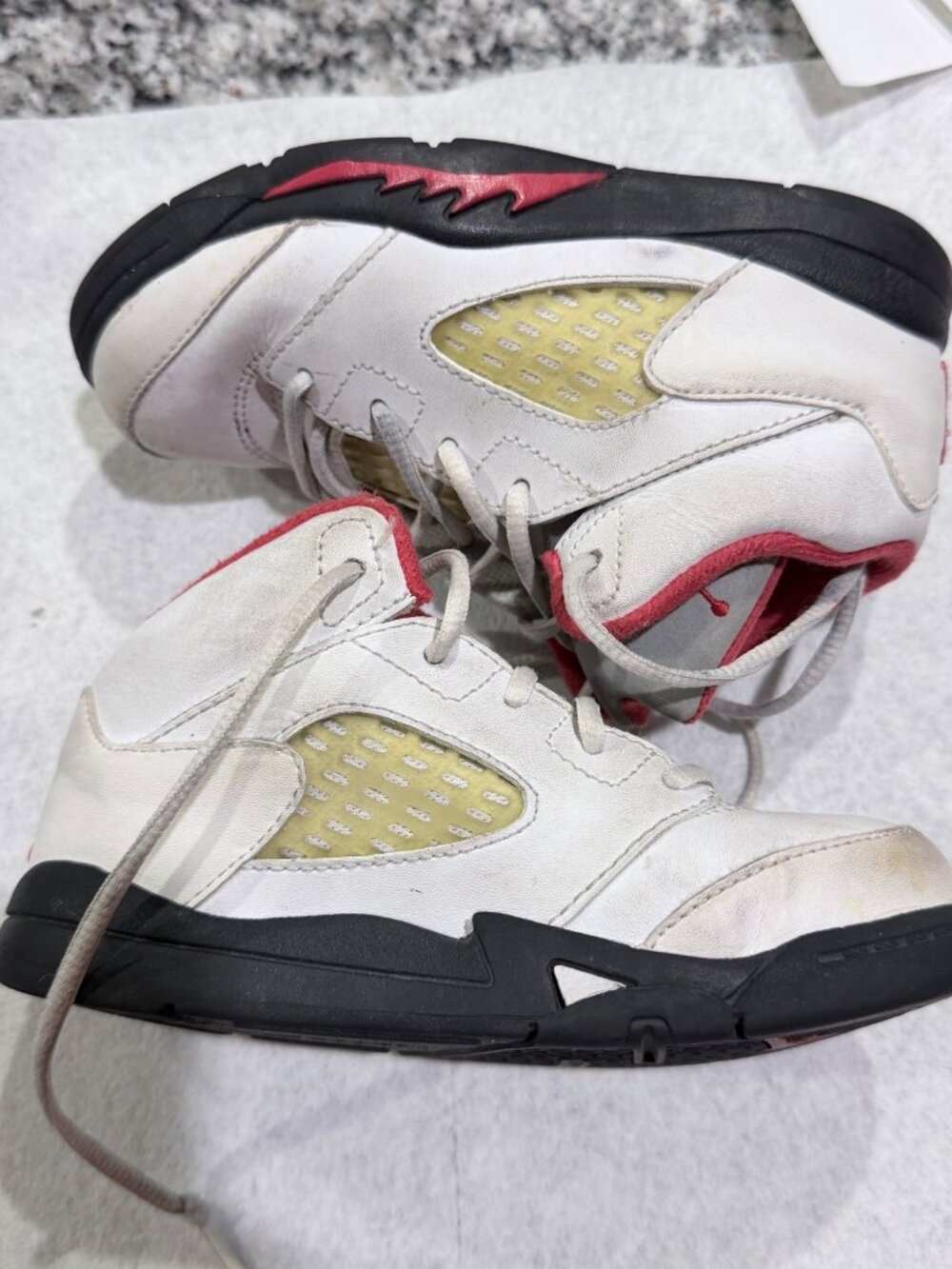 Kids Air Jordan Retro 5 Toddler Shoes White/Red/Black Size 9C